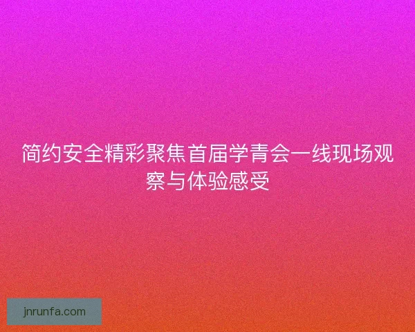 简约安全精彩聚焦首届学青会一线现场观察与体验感受 简约安全精彩聚焦首届学青会一线现场观察与体验感受